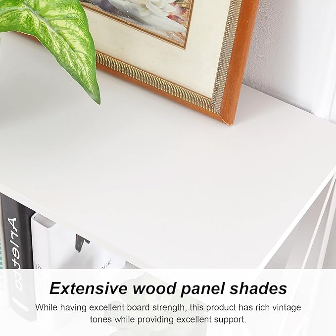 HOMISSUE Bookshelf, 6-Tier Tall Bookshelf, Rustic Wood Metal Bookshelves and Bookcases, Freestanding Open Bookshelf, Industrial Bookcase for Home Office, Living Room and Bedroom, White - LeafyLoom