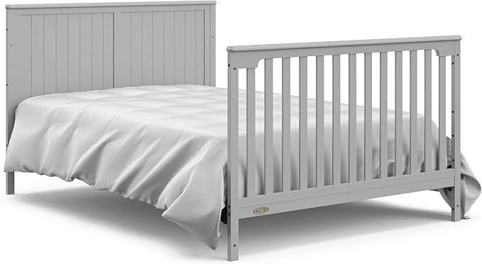 Graco Hadley 5-in-1 Convertible Crib and Changer with Drawer (Pebble Gray) – Crib and Changing-Table Combo with Drawer, Includes Changing Pad, Converts to Toddler Bed, Daybed and Full-Size Bed - LeafyLoom