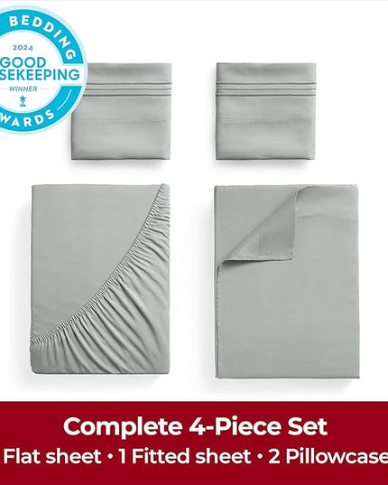 Mellanni Extra Deep King Sheets - 4 PC Iconic Collection Bedding Sheets & Pillowcases - Hotel Luxury, Ultra Soft, Cooling Bed Sheets - Extra Deep Pocket up to 21 inch (King, Spa Mint) - LeafyLoom