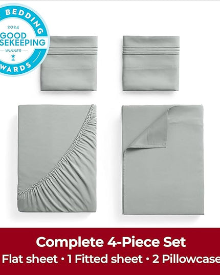 Mellanni California King Sheets Set - 4 PC Iconic Collection Bedding Sheets & Pillowcases - Hotel Luxury, Extra Soft, Cooling Bed Sheets - Deep Pocket up to 16 inch (Cal King, Spa Mint) - LeafyLoom