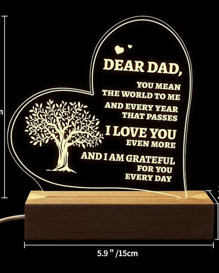 Welsky Birthday Gifts for Dad from Daughter Son, Personalized Dad Night Light Gifts for Birthday, Christmas, Dad Presents from Kids - LeafyLoom