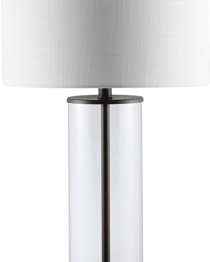 JONATHAN Y JYL2005B Collins 29" Glass LED Table Lamp Modern Contemporary Bedside Desk Nightstand for Bedroom Living Room Office College Bookcase LED Bulb Included, Oil Rubbed Bronze/Clear - LeafyLoom