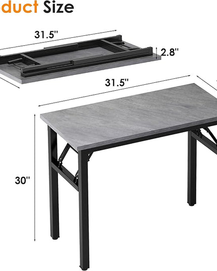 Need Small Computer Desk 31.5 inches Folding Table No Assembly Sturdy Small Writing Desk Folding Desk for Small Spaces, Grey AC5-8040-LB - LeafyLoom