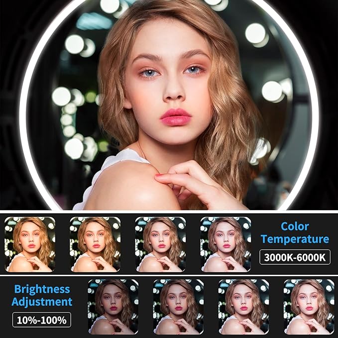 Yofuly Lash Light for Eyelash Extensions, Portable Half Moon Desk Lamp, Esthetician Light for Tattoo Artists, Nail Tech, Eyelash Lamp with Phone Holder | 3000-6000K | 10 Brightness Adjustable - LeafyLoom