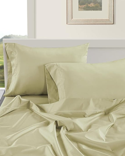 LANE LINEN 100% Egyptian Cotton Bed Sheets - 1000 Thread Count 4-Piece Calking Set Long Staple Bedding Sateen Weave Luxury Hotel Fits Upto 17" Mattress Sea Foam - LeafyLoom