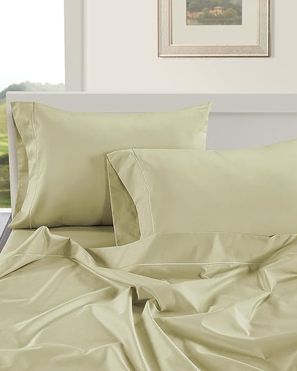 LANE LINEN Luxury 100% Egyptian Cotton Bed Sheets - 1000 Thread Count 4-Piece Full Set Bedding Sateen Weave 16" Deep Pocket (Fits Upto 17" Mattress) Sea Foam - LeafyLoom