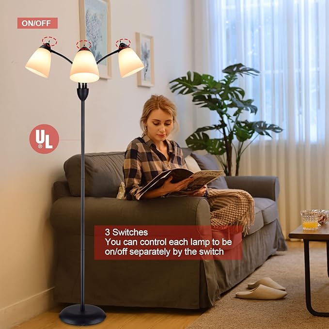 DINGLILIGHTING Floor Lamp Modern for Living: Flexible Gooseneck Floor Lamps Standing for Bedroom Home Office - Tall Floor Lights - LeafyLoom