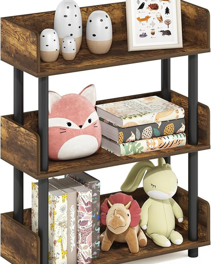 Furinno Turn-N-Tube 3-Tier Toolless Display Rack, Amber Pine/Black - LeafyLoom