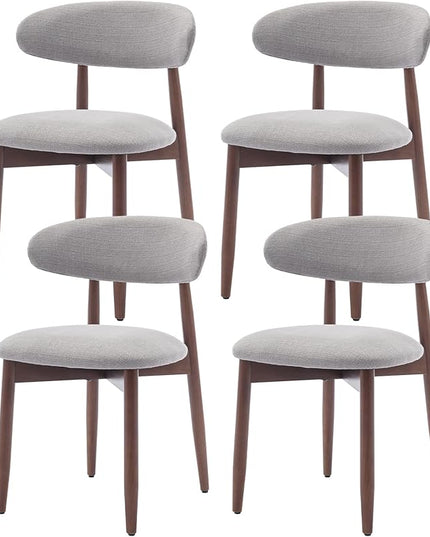 COLAMY Wooden Dining Chairs Set of 4, Modern Fabric Upholstered Kitchen Side Chairs, Farmhouse Dining Room Chair with Foot Pegs, Light Grey - LeafyLoom