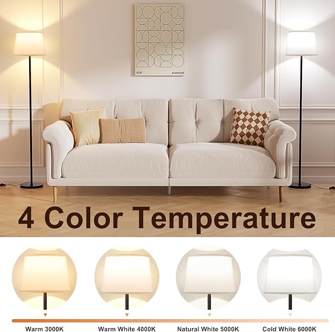 【Upgraded】 Floor Lamps for Living Room, Modern Floor Lamp with Remote Control, Dimmable Colors Temperature Standing Lamp Foot Switch, Tall Lamps for Bedroom Office Kid Room(9W LED Bulb) - LeafyLoom