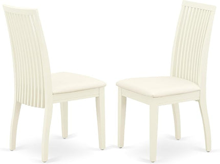 East West Furniture SHIP3-WHI-C 3 Piece Dinette Set for Small Spaces Contains a Round Dining Room Table with Pedestal and 2 Linen Fabric Kitchen Dining Chairs, 42x42 Inch, Linen White - LeafyLoom