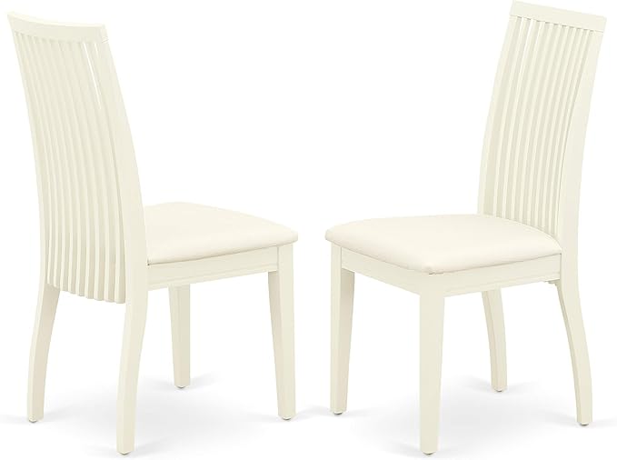 East West Furniture SHIP3-WHI-C 3 Piece Dinette Set for Small Spaces Contains a Round Dining Room Table with Pedestal and 2 Linen Fabric Kitchen Dining Chairs, 42x42 Inch, Linen White - LeafyLoom