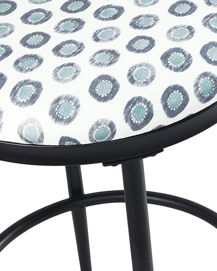 HomePop Upholstered Metal Barstool, Fabric Side Chairs for Dining Room, Kitchen and Living Room - Small Green Medallion Ikat Print - LeafyLoom