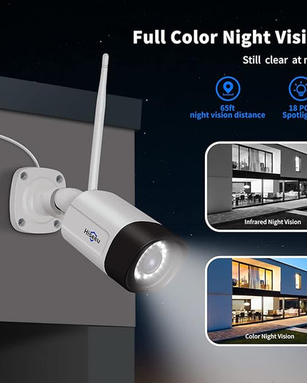 Hiseeu 5MP WiFi Security Camera System,3TB HDD, 16 Channels 8MP NVR Surveillance CCTV System Kit,Outdoor 2 Way Audio, Color Night Vision with Spotlight, 24/7 Time Record Hiseeu