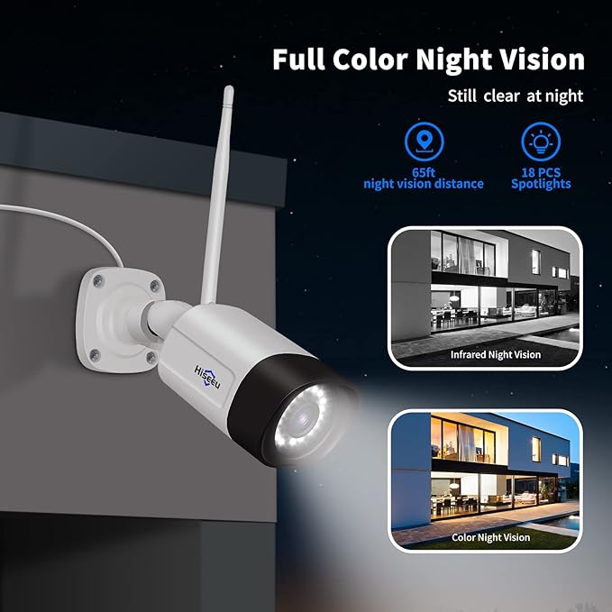 Hiseeu 5MP WiFi Security Camera System,3TB HDD, 16 Channels 8MP NVR Surveillance CCTV System Kit,Outdoor 2 Way Audio, Color Night Vision with Spotlight, 24/7 Time Record Hiseeu