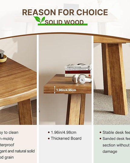 Desk / 55 inches,Solid Wood Desk Classical Style Home Office Desks/New Chinese Style Computer Table/Wooden Desk/Brown Desk - LeafyLoom