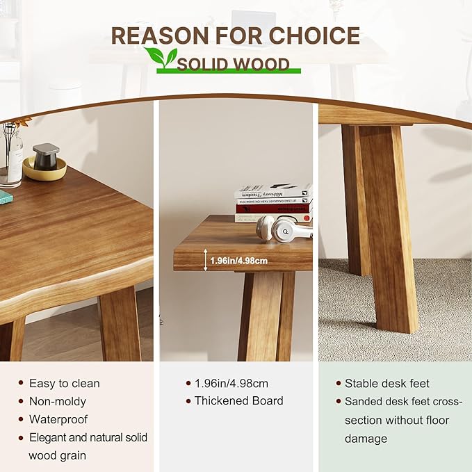 Desk / 55 inches,Solid Wood Desk Classical Style Home Office Desks/New Chinese Style Computer Table/Wooden Desk/Brown Desk - LeafyLoom