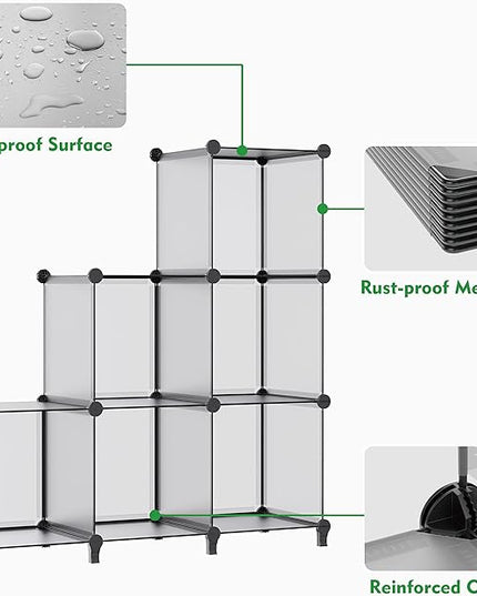 HOMIDEC Book Shelf 16 Cubes Bookcase Bookshelf Cube Storage Organizer Portable Display Bookshelf Kids Bookshelf Book Case for Study Room,Bedroom,Office,Living Room,Closet (47.2x11.8x47.2 inch) - LeafyLoom