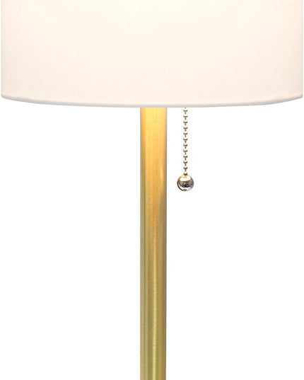 Simple Designs LT1076-GDW Tapered Fabric Drum Shade Table Lamp, Gold and White - (Pack of 4) - LeafyLoom