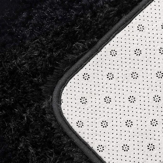 YOBATH Fluffy 8x10 Feet Area Rugs for Living Room Bedroom, Large Modern Soft Fuzzy Shaggy Carpet Shag Rugs Girls Boys Kids Nursery Dorm Room, Black - LeafyLoom