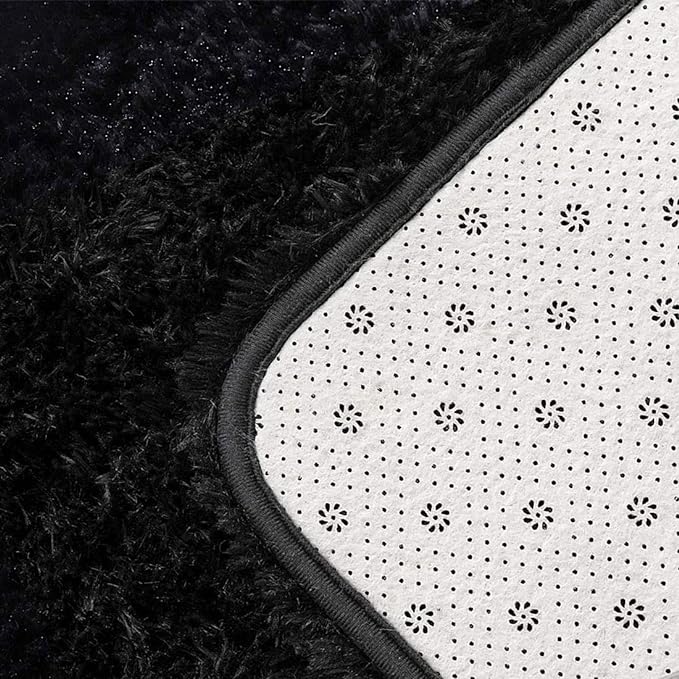 YOBATH Black Fluffy 5x7 Area Rugs for Living Room Bedroom, Soft Fuzzy Shaggy Carpet Shag Rugs for Girls Boys Kids Indoor Floor Nursery Dorm Room, Black - LeafyLoom