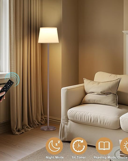 【Upgraded】 Floor Lamps for Living Room, Modern Floor Lamp with Remote Control, Dimmable Colors Temperature Standing Lamp Foot Switch, 9W Bulb Tall Lamps for Bedroom Office Kid Room - Brown - LeafyLoom
