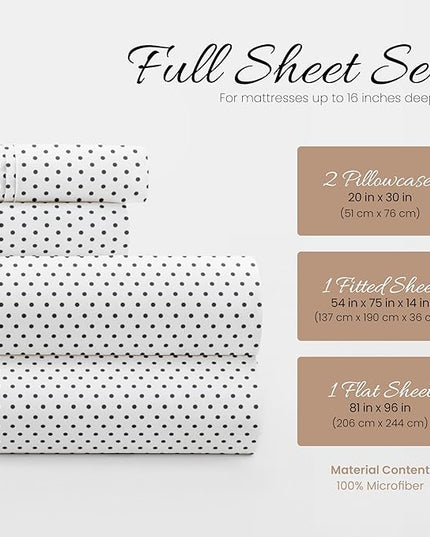 Linen Market 4 Piece Full Bedding Sheet Set (Gray Stippled) - Sleep Better Than Ever with These Ultra-Soft & Cooling Bed Sheets for Your Full Size Bed - Deep Pocket Fits 16" Mattress - LeafyLoom