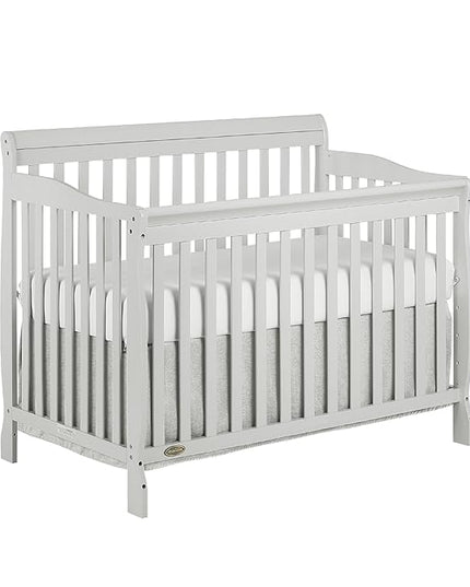 Ashton 4-In-1 Convertible Crib In Grey, Greenguard Gold, JPMA Certified, Non-Toxic Finishes, Features 4 Mattress Height Settings, Made Of Solid Pinewood - LeafyLoom