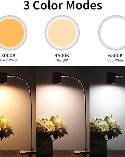 Dott Arts Desk Lamp,USB Clip On Light with 3 Color Modes,LED 10 Levels Brightness Reading Lamp, 360°Gooseneck Book Light,Eye-Care Reading Light for Home Office,Headboards Pink - LeafyLoom