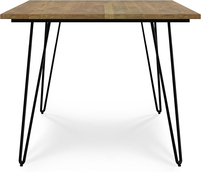 SIMPLIHOME Hunter SOLID MANGO WOOD and Metal Rectangle Industrial Table for The Dining Room, 66 inch, Light Brown - LeafyLoom