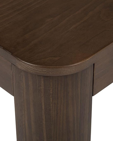 Plank+Beam Modern Rounded Coffee Table, 54 Inch, Solid Wood Contemporary Center Table for Living Room, Rectangle Tea Table, Walnut - LeafyLoom