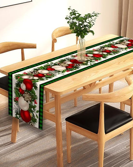 Nepnuser Black and Green Buffalo Check Plaid Christmas Table Runner 90 Inches Long Gingham Xmas Decoration Holiday Home Kitchen Decor Nepnuser