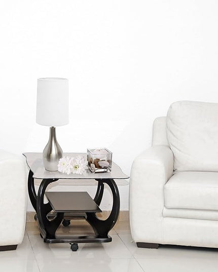 Simple Designs LT3303-BSN 1 Light Tear Drop Table Lamp, Brushed Nickel, 7 x 7 x 19.5 - LeafyLoom