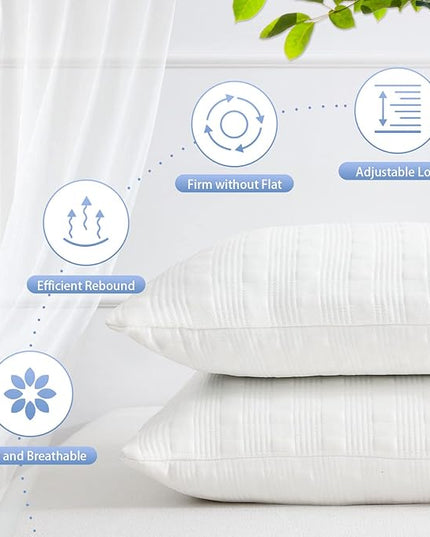 Cooling Pillows for Sleeping King Size Set of 2,Shredded Memory Foam Bed Pillow with Pillow Case-Double Sided Material,Adjustable Loft King Pillow for Side & Back Sleeper-Medium Firm - LeafyLoom