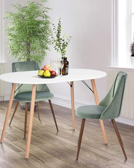 FurnitureR Dining Chairs Set of 2, Velvet Upholstered Accent Chair Living Room Chair with Soft Seat/Metal Legs Mid-Back Side Chairs for Home Kitchen Restaurant, Cactus - LeafyLoom