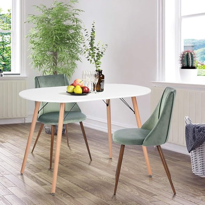 FurnitureR Dining Chairs Set of 2, Velvet Upholstered Accent Chair Living Room Chair with Soft Seat/Metal Legs Mid-Back Side Chairs for Home Kitchen Restaurant, Cactus - LeafyLoom