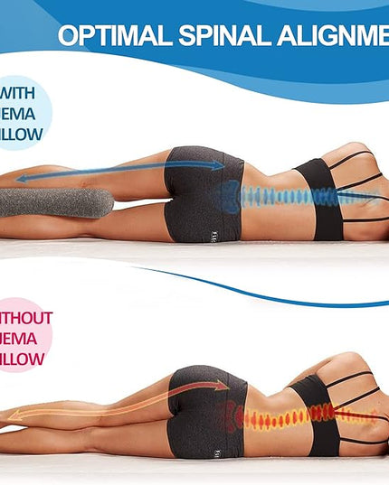 JEMA Memory Foam Lumbar Support Pillow for Office Chair, Car, Bed, for Lower Back Pain Relief, Great as Lumbar Pillow, Under Knee Pillow, Leg Rest Pillow, Headrest - LeafyLoom