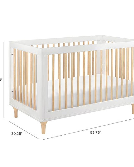 Babyletto Lolly 3-in-1 Convertible Crib with Toddler Bed Conversion Kit in White and Natural, Greenguard Gold Certified - LeafyLoom
