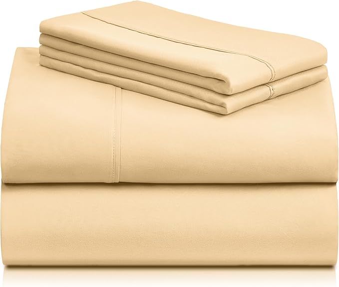 LuxClub 4 PC Sheet Bed Sheets Deep Pockets 18" Eco Friendly Wrinkle Free-Kids-Fitted Sheets Machine Washable Hotel Bedding Silky Soft - Yellow Twin - LeafyLoom