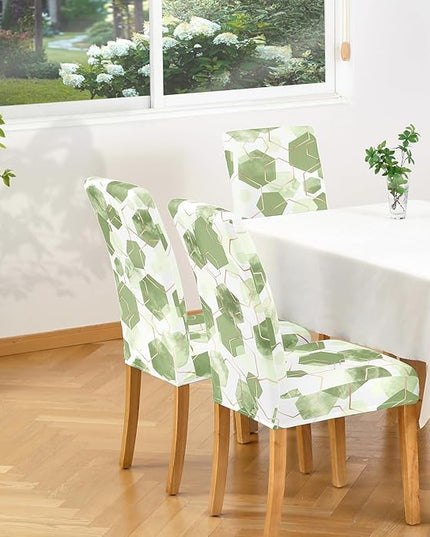 Gibelle Dining Room Chair Covers Set of 4, Soft Stretch Kitchen Chair Covers Slipcover Protector, Removable Washable Geometric Parson Chair Covers 4 Pack, Sage Green Gibelle