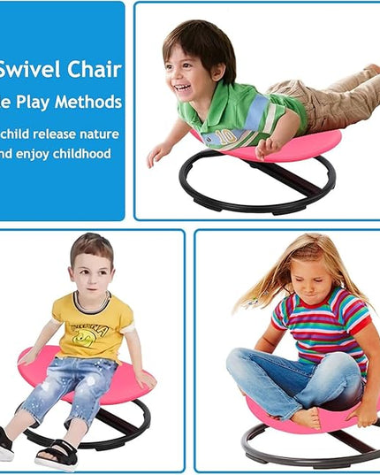 Kids Sit and Spin Sensory Chair,Kids Sensory Spin Chair Seat,Kids Carousel Spin Sensory Chair,Metal Base Non-Slip Pads,Training Body Coordination,Kids Indoor Outdoor Play Equipment - LeafyLoom