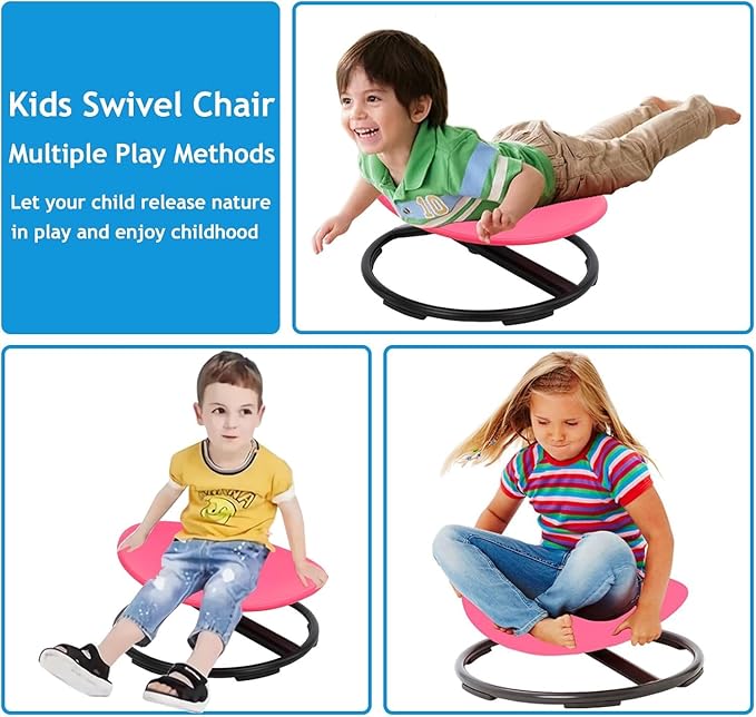Kids Sit and Spin Sensory Chair,Kids Sensory Spin Chair Seat,Kids Carousel Spin Sensory Chair,Metal Base Non-Slip Pads,Training Body Coordination,Kids Indoor Outdoor Play Equipment - LeafyLoom