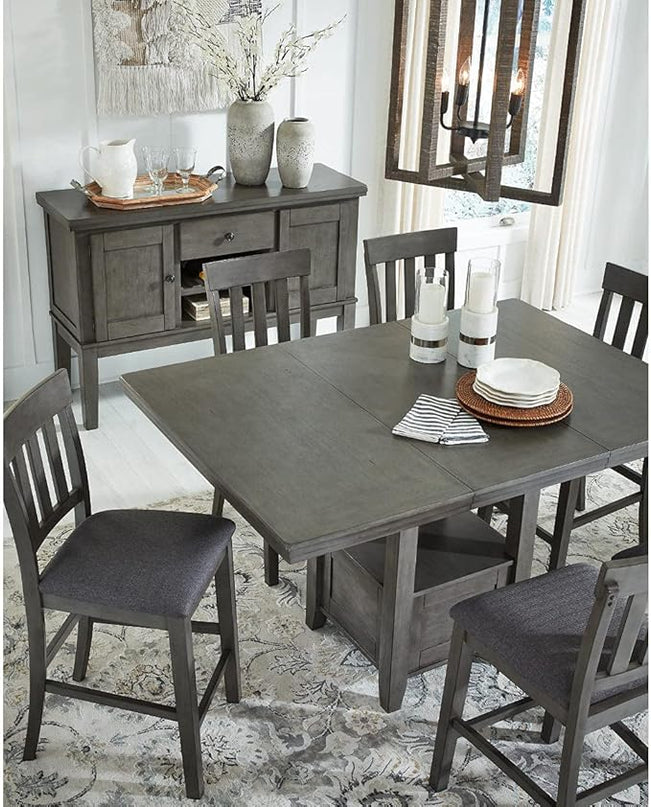 Signature Design by Ashley Hallanden Modern Farmhouse Counter Height Dining Room Extension Table, Dark Gray - LeafyLoom