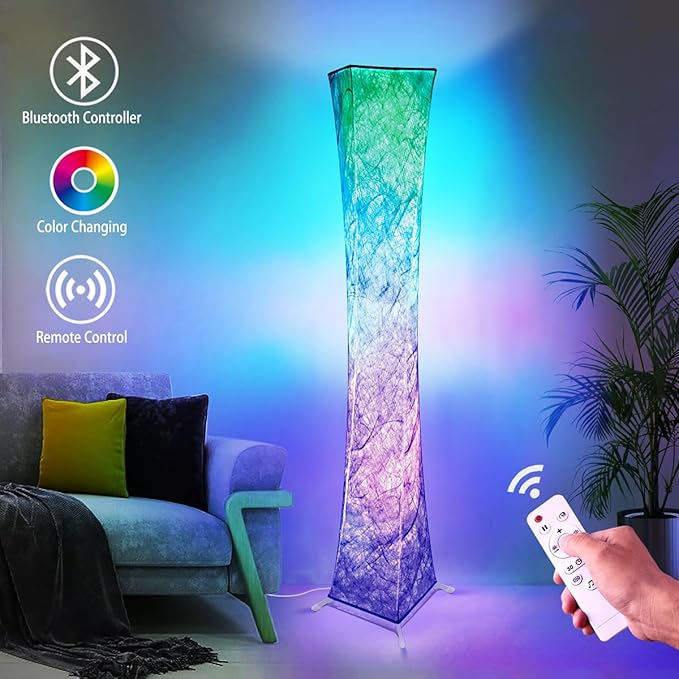 Floor Lamp, RGB Color Changing Led Smart Lamp, Music Sync, APP Remote Control, 62'' Standing Lamp for Living Room Bedroom Game Room - LeafyLoom