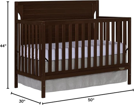 Cape Cod 5-in-1 Convertible Crib in Espresso, Greenguard Gold Certified, 55x30x44.5 Inch (Pack of 1) - LeafyLoom