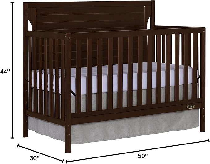 Cape Cod 5-in-1 Convertible Crib in Espresso, Greenguard Gold Certified, 55x30x44.5 Inch (Pack of 1) - LeafyLoom