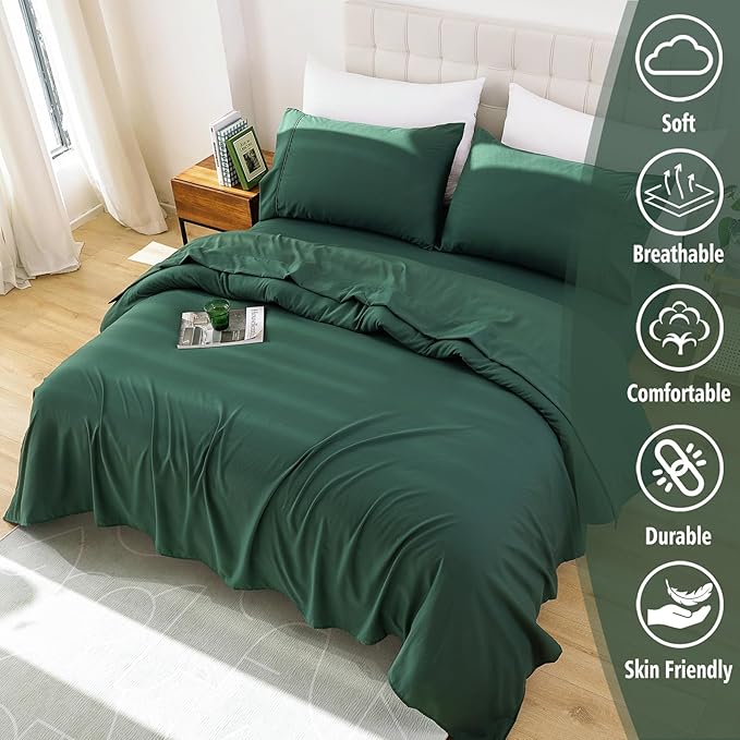 Full Sheet Set - 4 Piece Soft Breathable Bed Sheets for Full Size Bed, Extra Deep Pocket Lxuury Brushed Sheets, Cooling Hotel Bedding Sheets and Pillowcases, Wrinkle Free Oeko-Tex Sheets - LeafyLoom