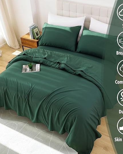 Whitney Home Textile Queen Sheet Set - 4 Piece Soft Breathable Bed Sheets for Queen Size Bed, Deep Pocket Lxuury Brushed Sheets, Hotel Bedding Sheets and Pillowcases, Wrinkle Free Oeko-Tex Sheets - LeafyLoom