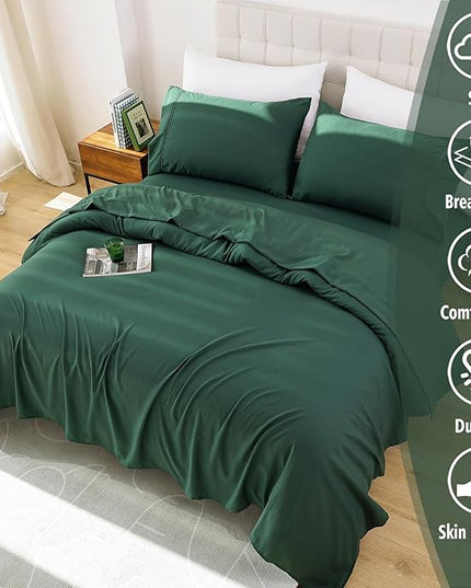 Whitney Home Textile King Sheet Set - 4 Piece Luxury Cooling Bed Sheets for King Size Bed, Silky Soft Sheets 16" Deep Pocket, Hotel Bedding Sheets and Pillowcases, Wrinkle Free Oeko-Tex Sheets - LeafyLoom
