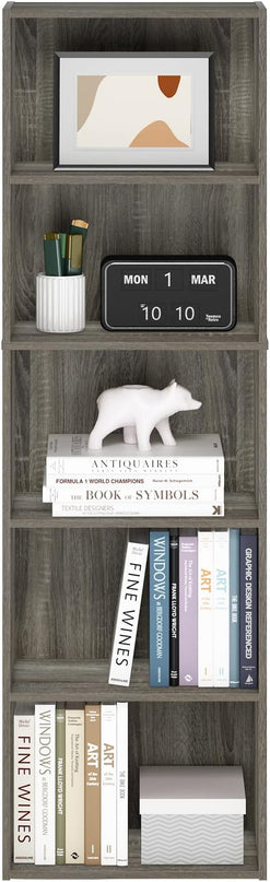 Furinno Luder Bookcase / Bookshelf / Storage Shelves, 5-Tier, French Oak - LeafyLoom